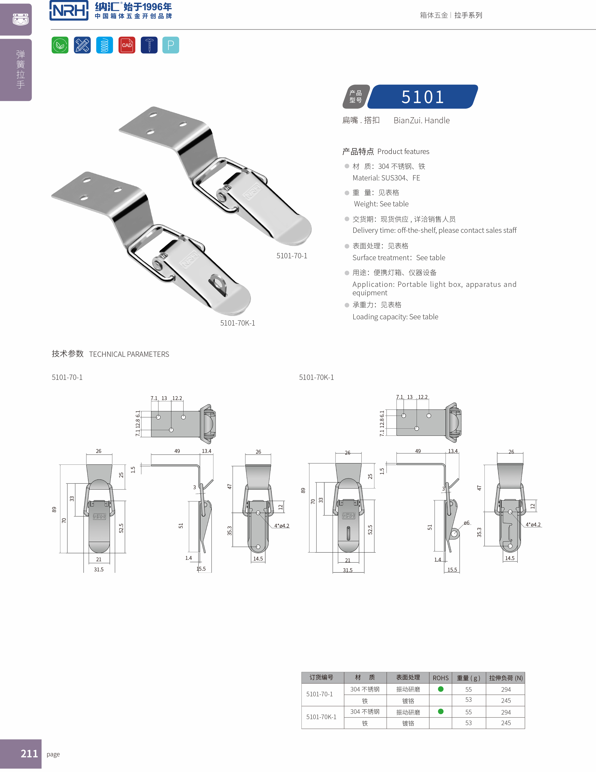 扁嘴糖心APP官网5103-70-1工具箱鎖扣_鋁塑窗鎖扣_NRH糖心视频在线观看糖心APP官网 