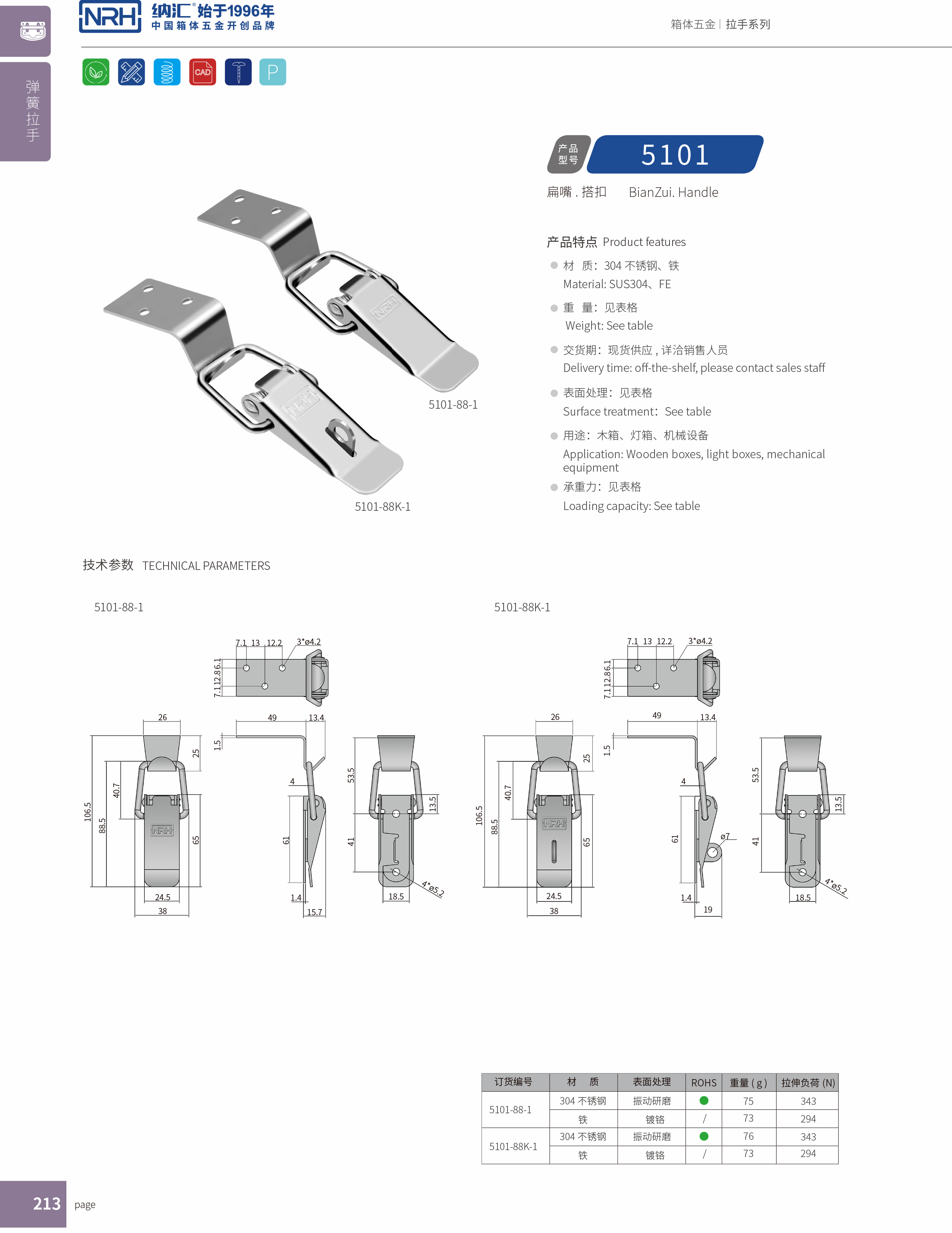 扁嘴糖心APP官网5102-88K-1電箱門扣_鎖扣_NRH糖心视频在线观看糖心APP官网 