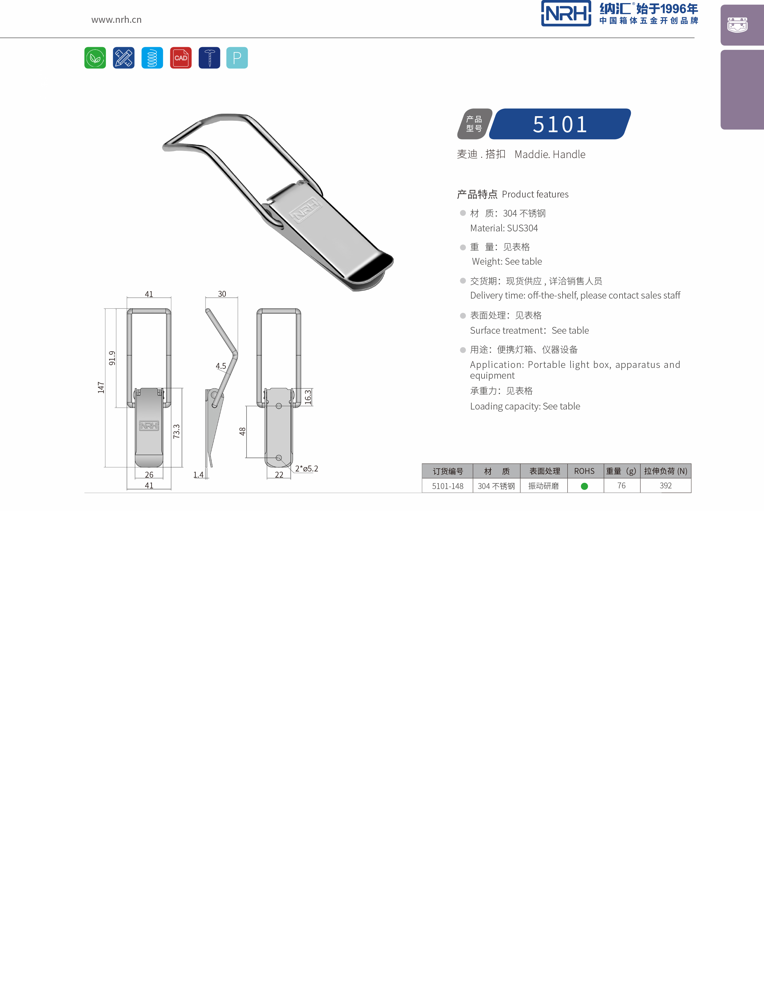 扁嘴糖心APP官网5101-148強力緊固鎖扣_槍箱鎖扣_NRH糖心视频在线观看糖心APP官网 