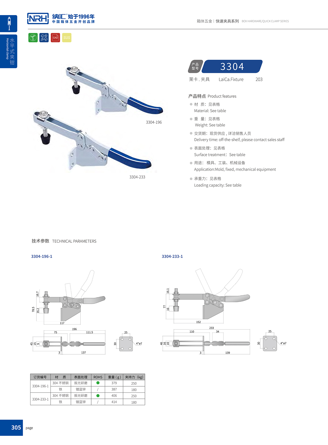NRH/糖心视频在线观看 3304-233-1 滾塑箱扣