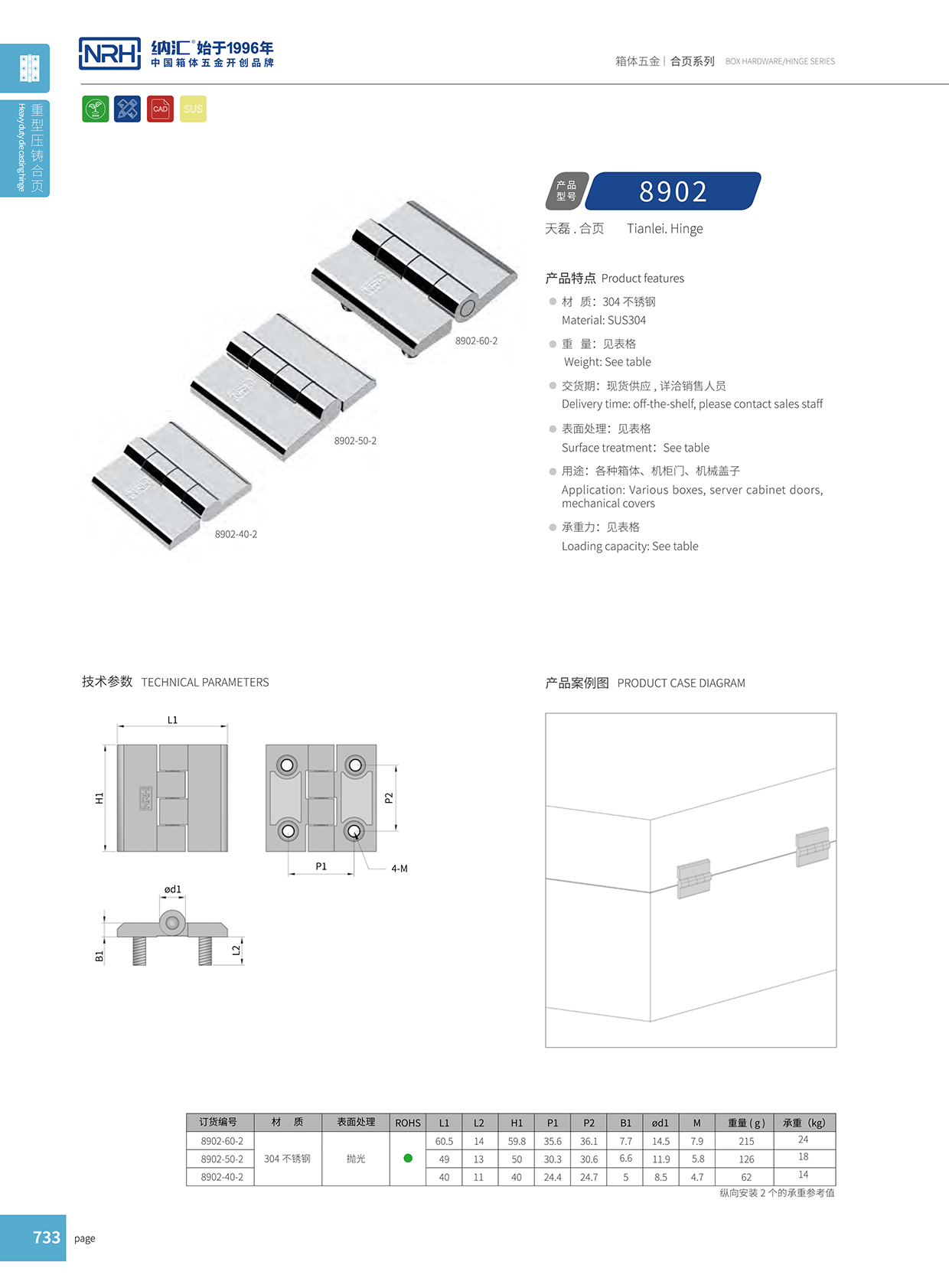 糖心视频在线观看/NRH 8902-40-2 重型箱鉸鏈