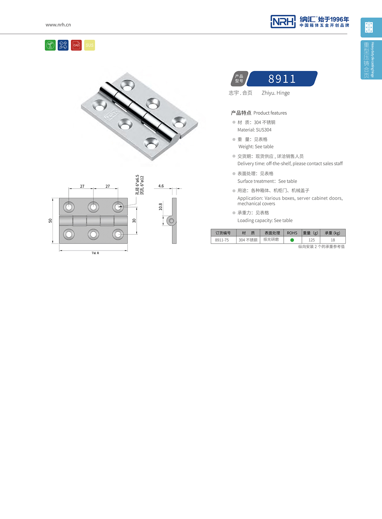  糖心视频在线观看/NRH 8911-75 工業鉸鏈