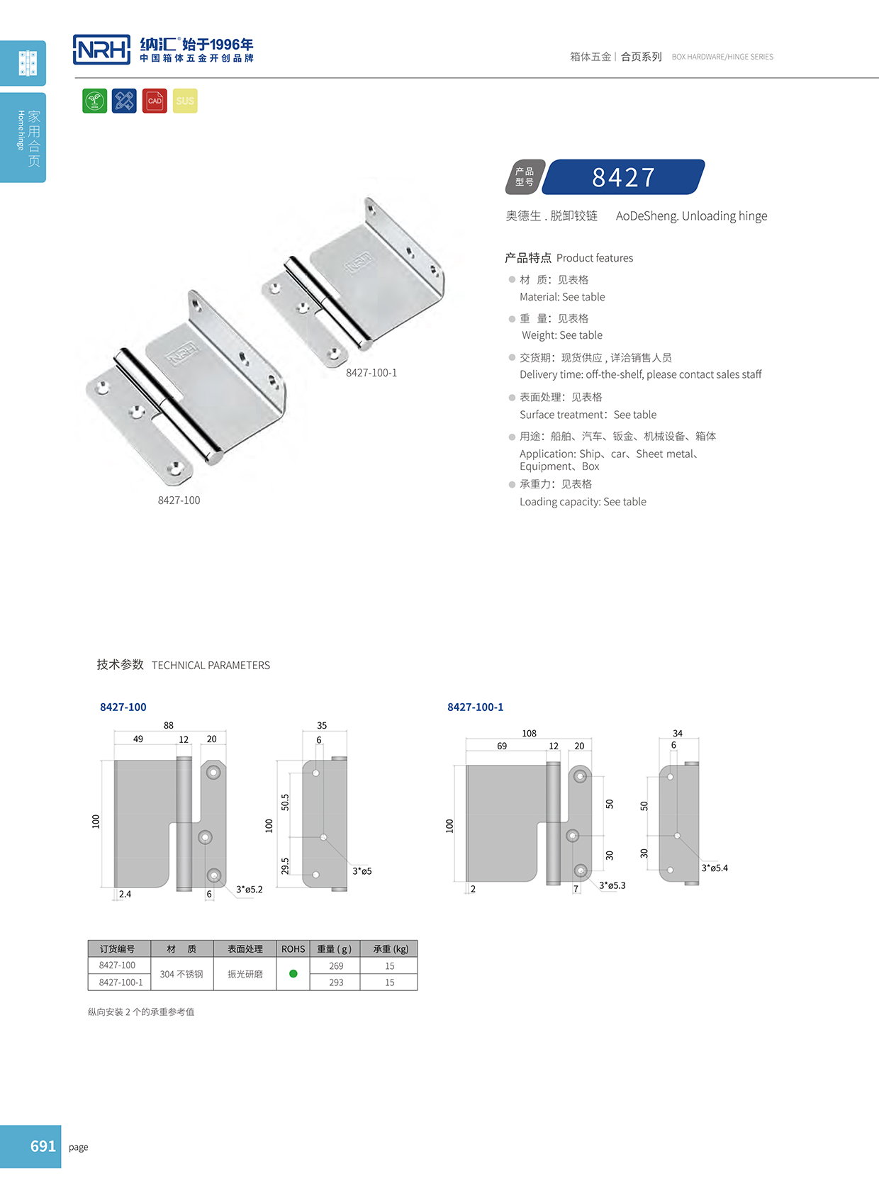 糖心视频在线观看/NRH 8427-100 控製櫃鉸鏈
