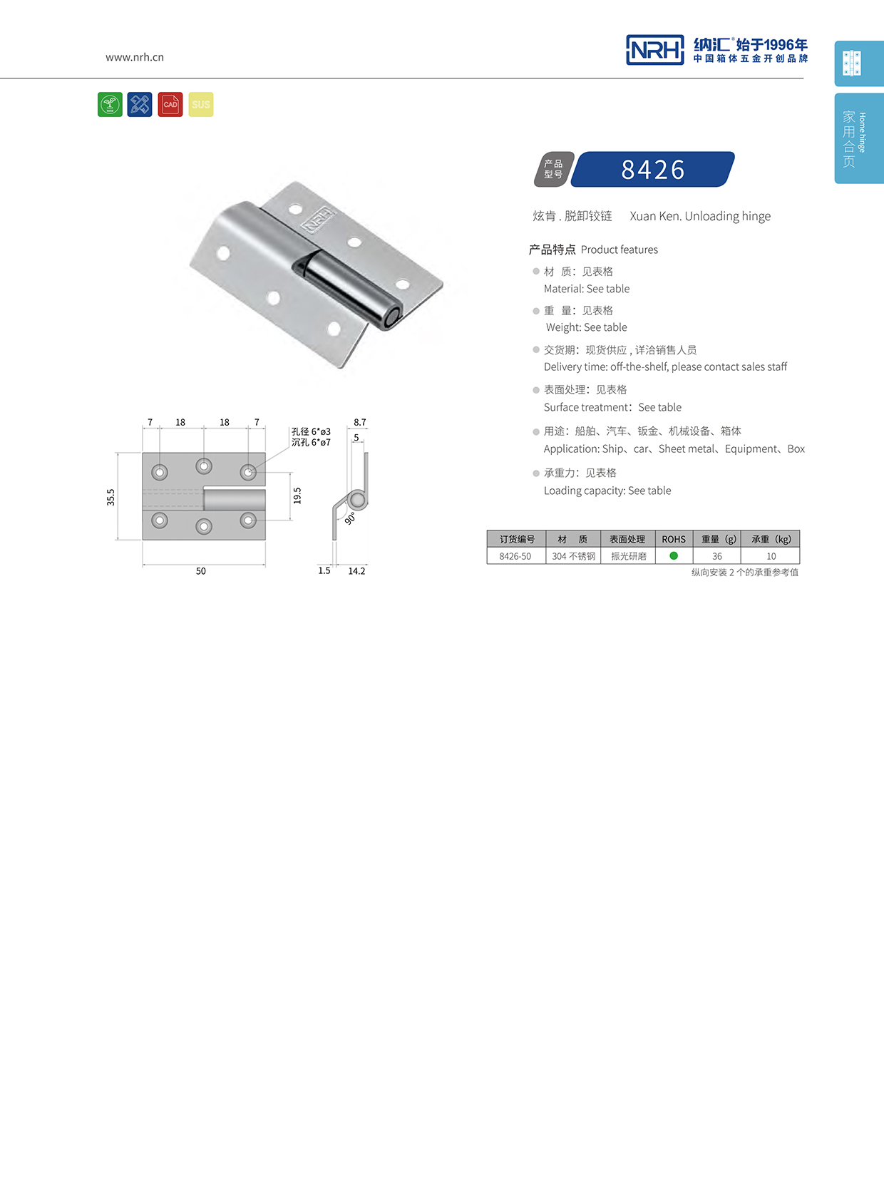  糖心视频在线观看/NRH 8426-50 工業五金鉸鏈